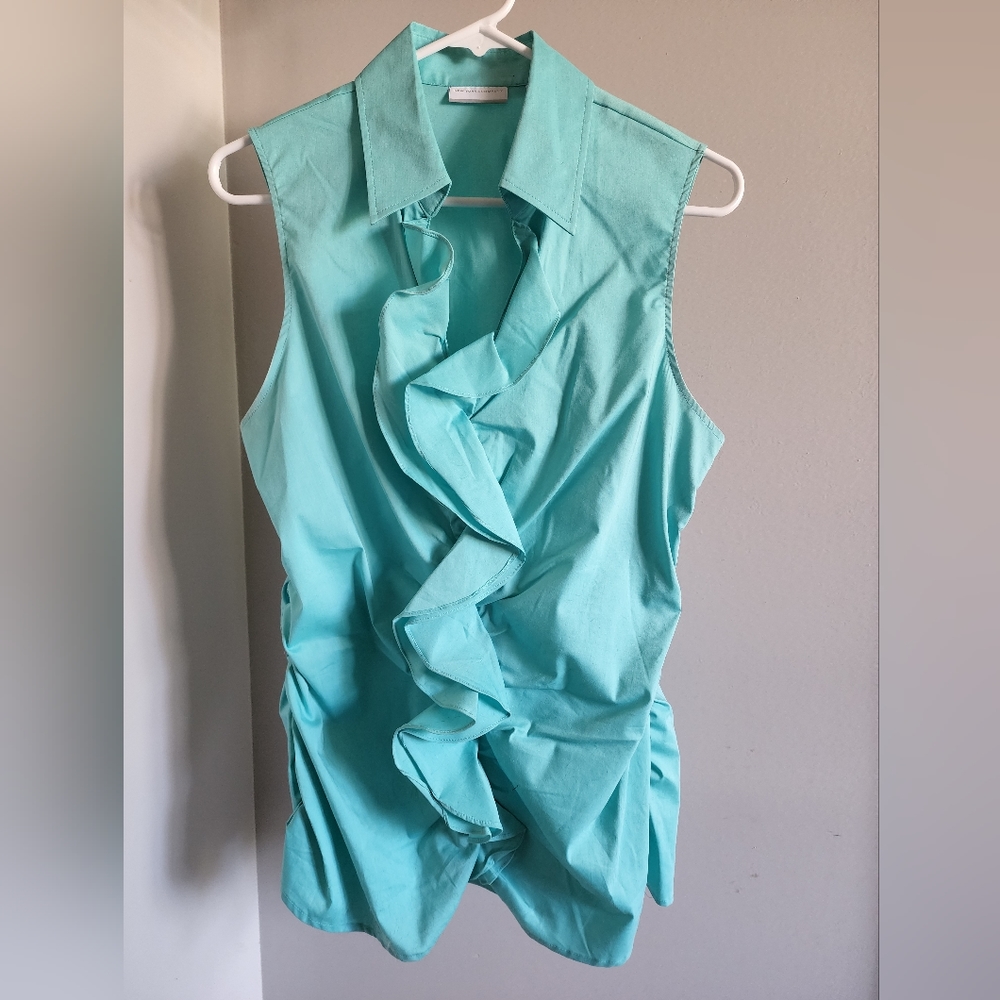 New York & Company Sleeveless Blouse Large Teal Blue NWOT